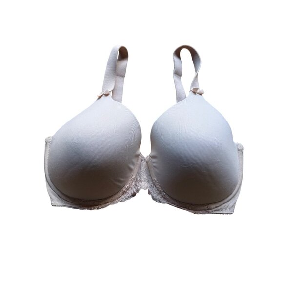 Olga Size 36DD Beige Butterscotch Lavish Lift Lace Trim Padded Underwire Bra - Picture 2 of 15